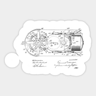 Mining Machine Vintage Patent Hand Drawing Sticker